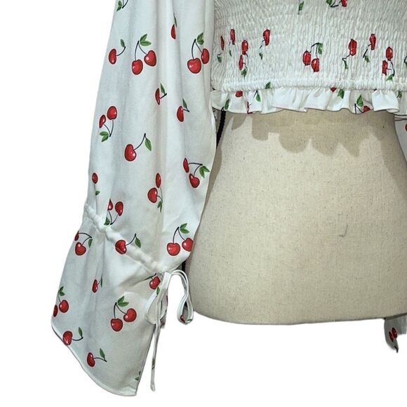FTF Off the Shoulder Cherry🍒 Print Top - Picture 5 of 10